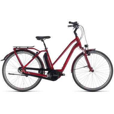 Bicicleta de paseo eléctrica CUBE TOWN HYBRID PRO 400 TRAPEZ Mujer Rojo 2018 0